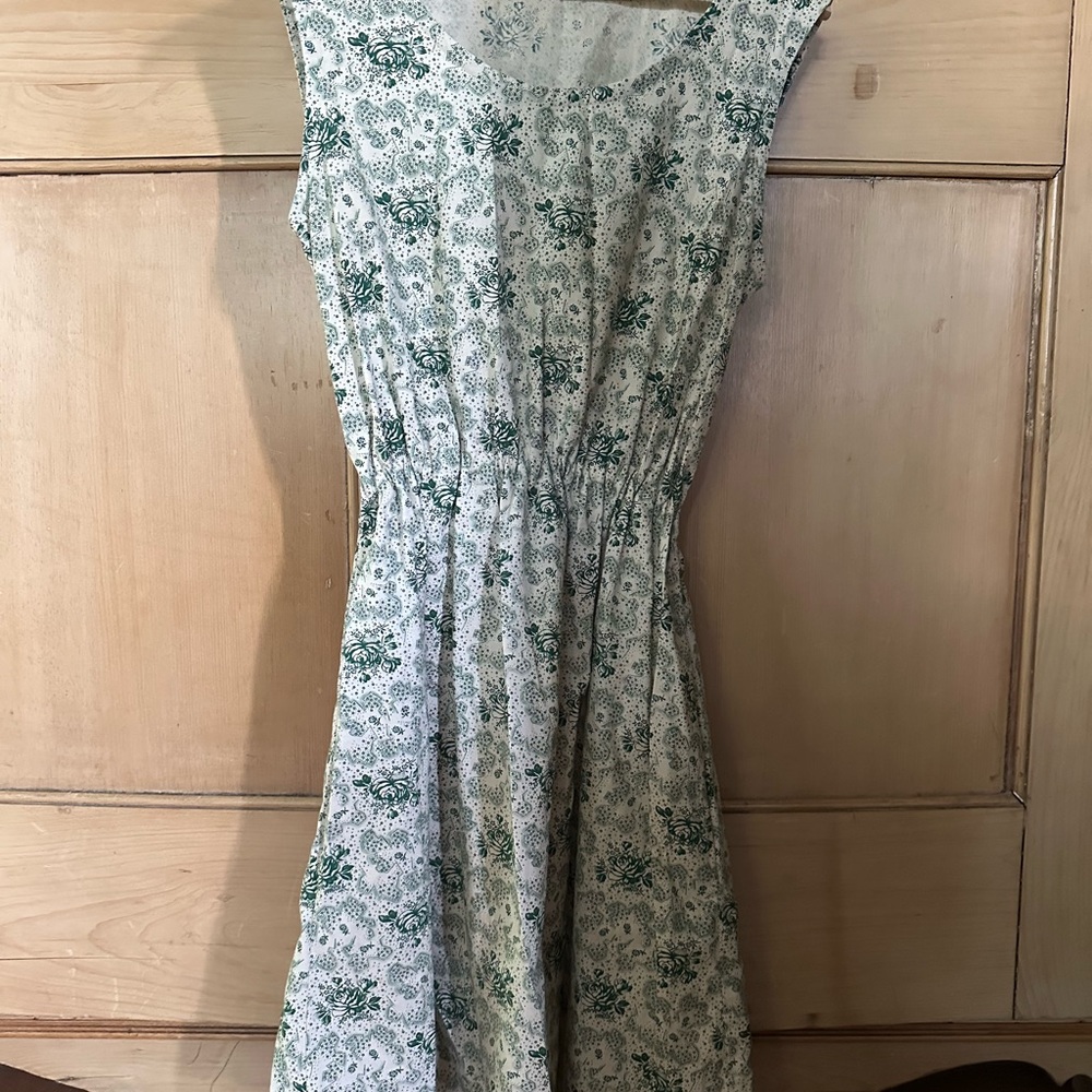 Floral Green and White Dress